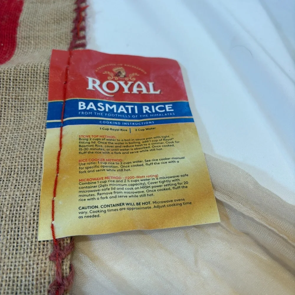 Purse Royal Basmati Rice Tote With Handles‎ and Zipper, Burlap Bag, 20 lb size